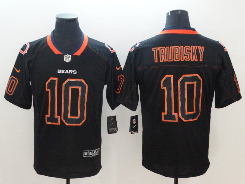 Men Chicago Bears #10 Trubisky Nike Lights Out Black Color Rush Limited NFL Jerseys->detroit red wings->NHL Jersey